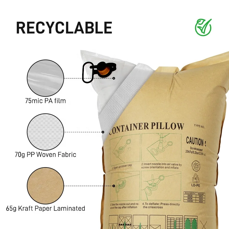 Truck International Shipping Container Shockproof Kraft Paper Air Dunnage Bag