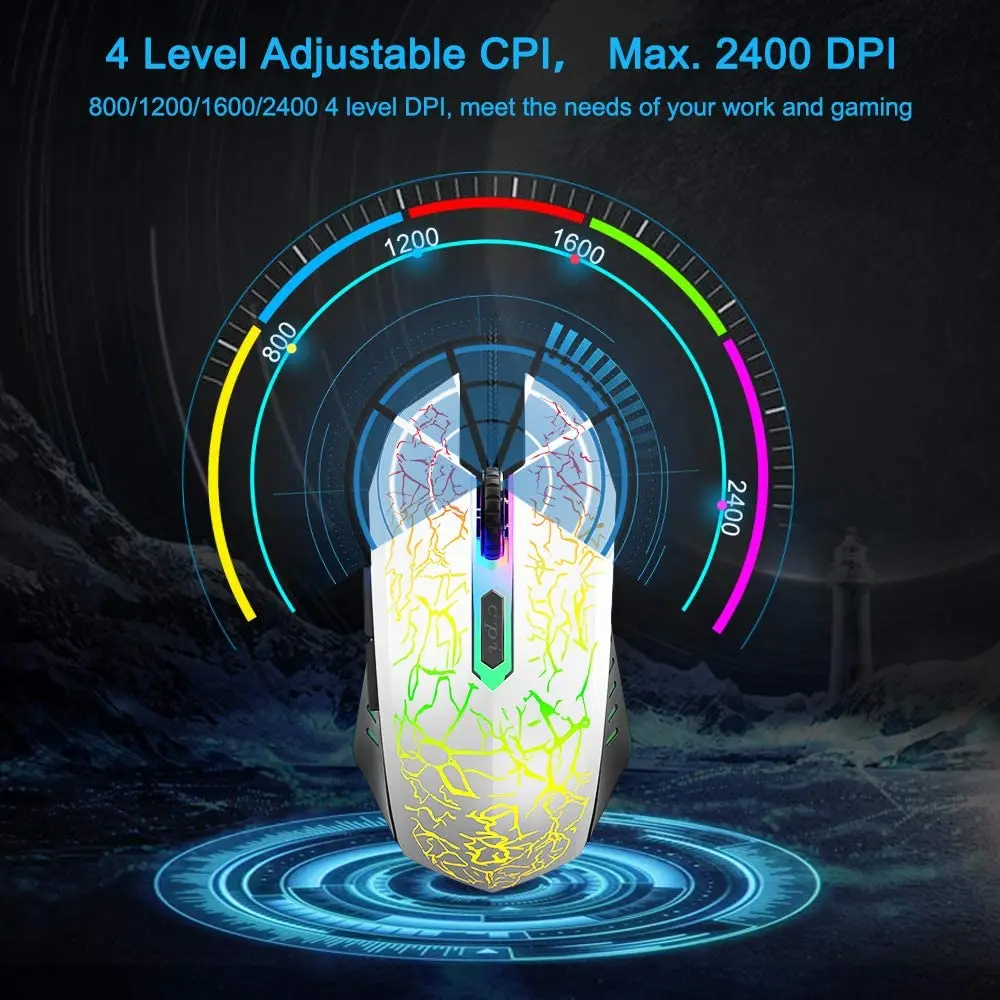 
Wired 7 Colors Breathing LED Light Up Custom 6D Gaming Mouse 