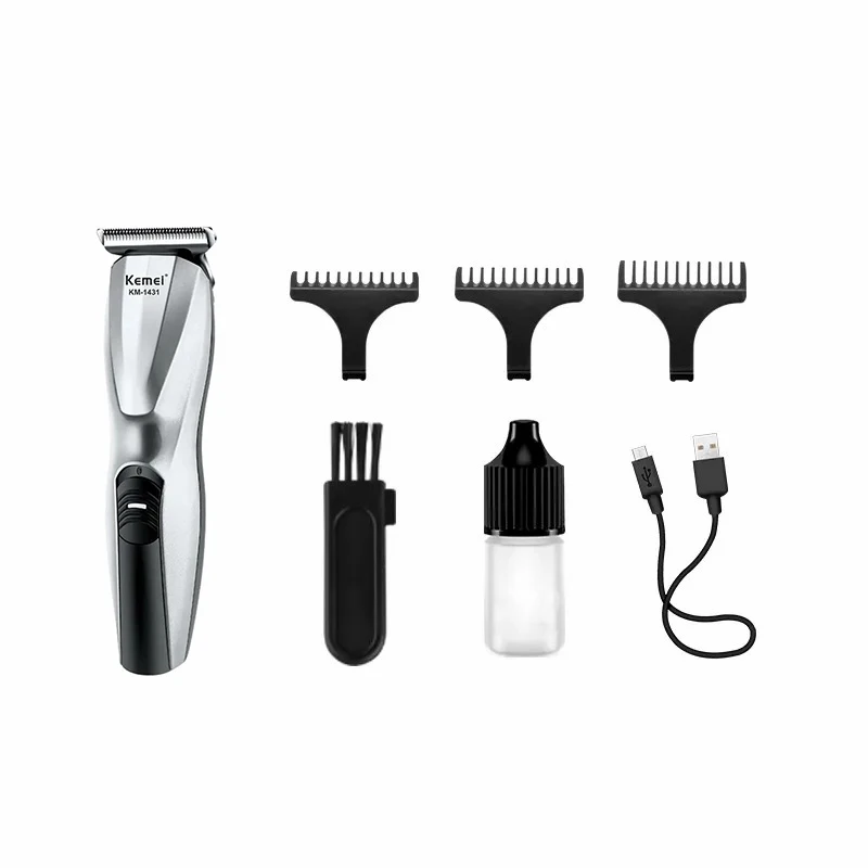 Kemei km-1431 Hot sales Professional Low Noise T Shaped Blade Quiet Motor Hair Clippers And Cordless Hair Trimmers