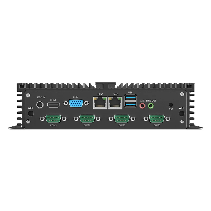 E Customized Fanless Mini PC Pfsense System i3 i5 i7 11th Gen Low Voltage CPU Energy Saving Computer RS232 6 COM Ports IPC I