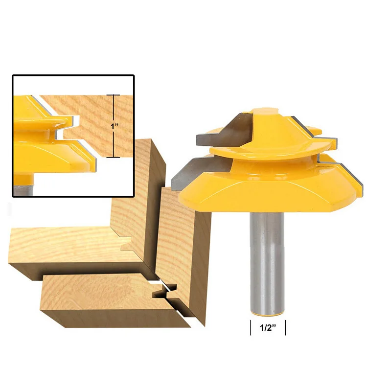 Alpha 1/2*2-3/4 45 Degree Lock Miter Router Bit Woodwork Tenon Cutter Milling Cutter Woodworking Tool