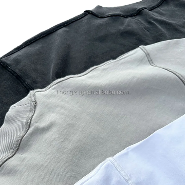 Finch Garment Custom Blank T-Shirt Heavyweight 100% Cotton Solid Boxy Cropped T Shirt Contrast Stitching Tee Man