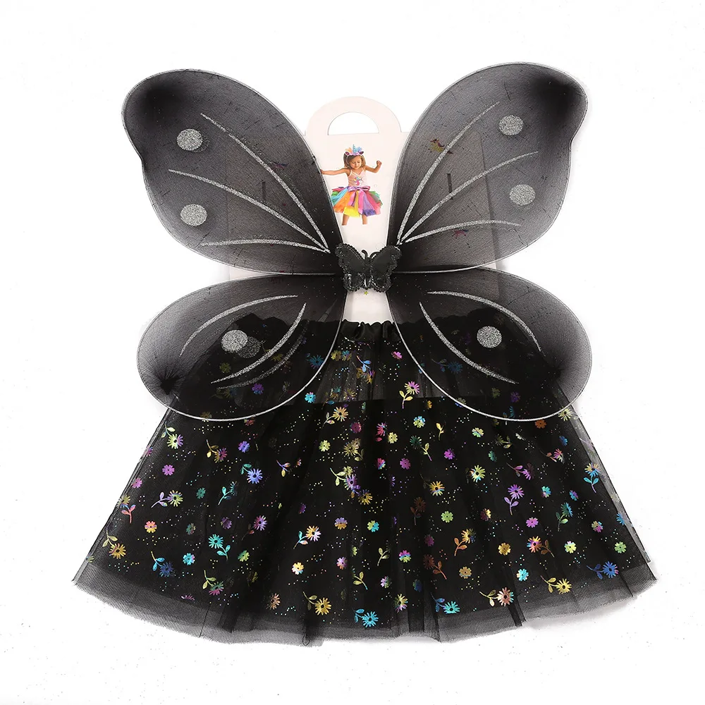Unicorn Evil Angel Tutu Dress for Girls Devil Halloween Costumes for Kids Black Angel Fancy Dresses Girl Princess Wings Outfits