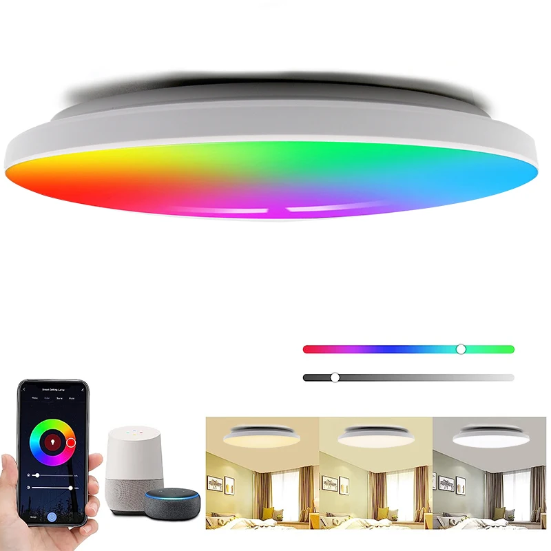Круглые потолочные светильники Tuya Wifi + bule 300 мм 24 Вт RGB CW с регулируемой яркостью