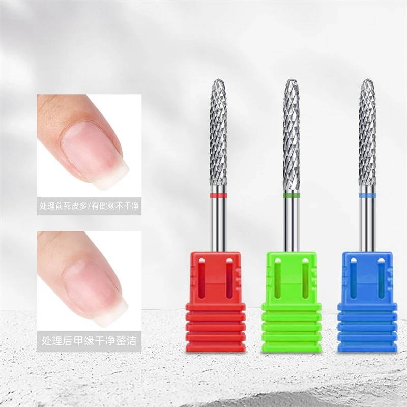 Wholesale nail polish tungsten steel polishing heads front facing dead skin removal rocket polishing nail drill bit