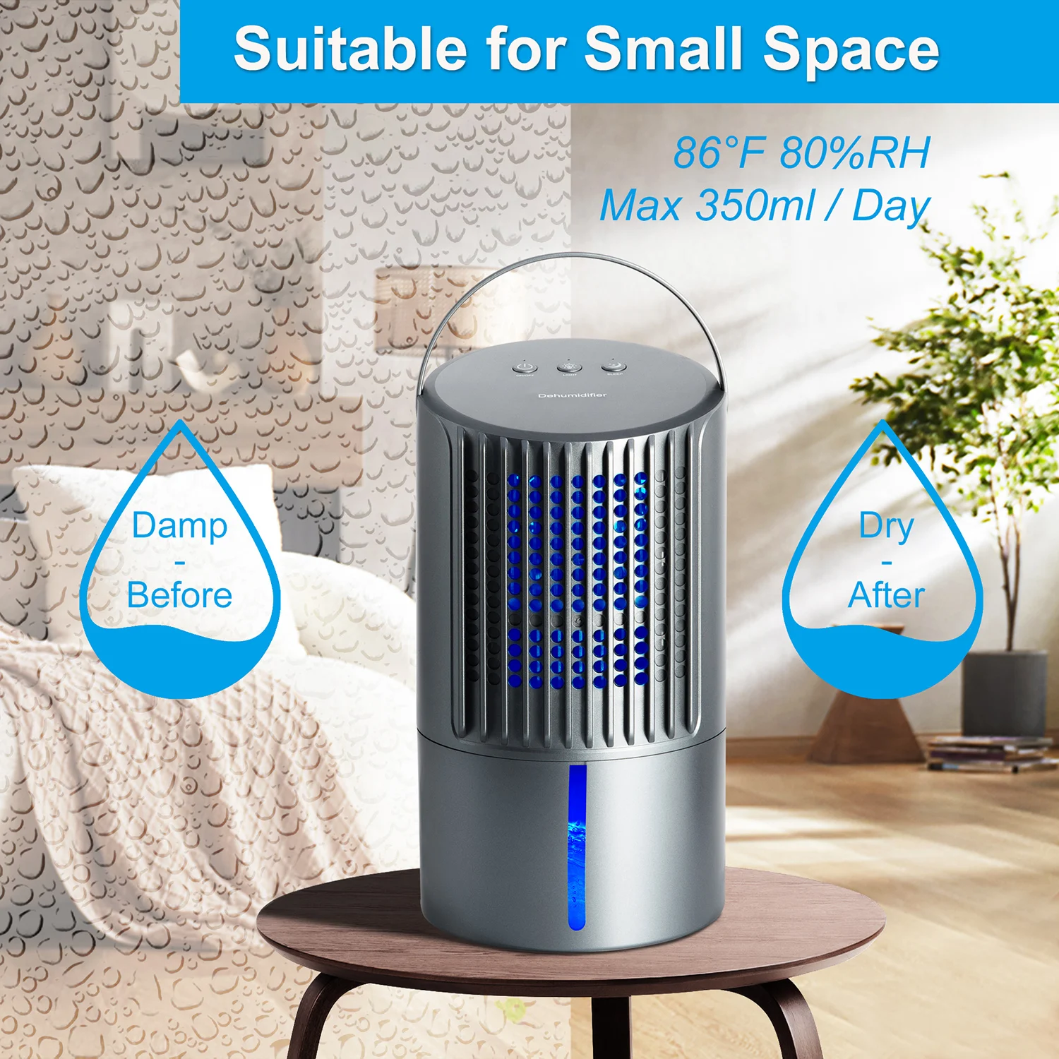 Factory Price 36 oz Dehumidifier for Bathroom Portable Small Dehumidifier for Bedroom Room Wardrobe Basement Kitchen