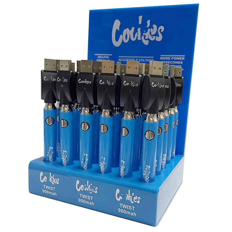 Factory Supply Cookies 900mah 30CT Display Voltage Twist Slim Vapes Batteries 510 Thread Battery for