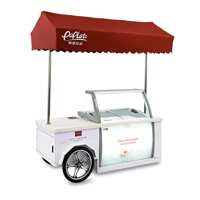 High Quality Portable Ice Cream Trolley With Ice Cream Fridge Freezer With Wheels For Restaurant