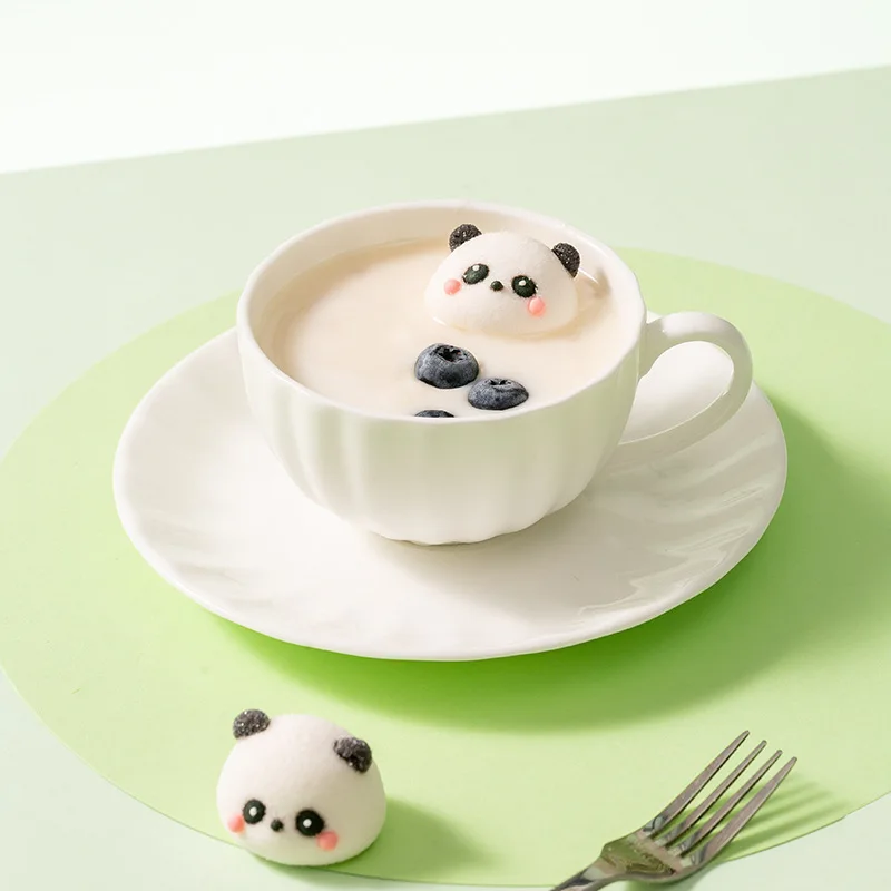 New Sweet Product Cartoon 3D Panda Head Shape Marshmallow Milk Tea Coffee Drink Companion Cotton Candy