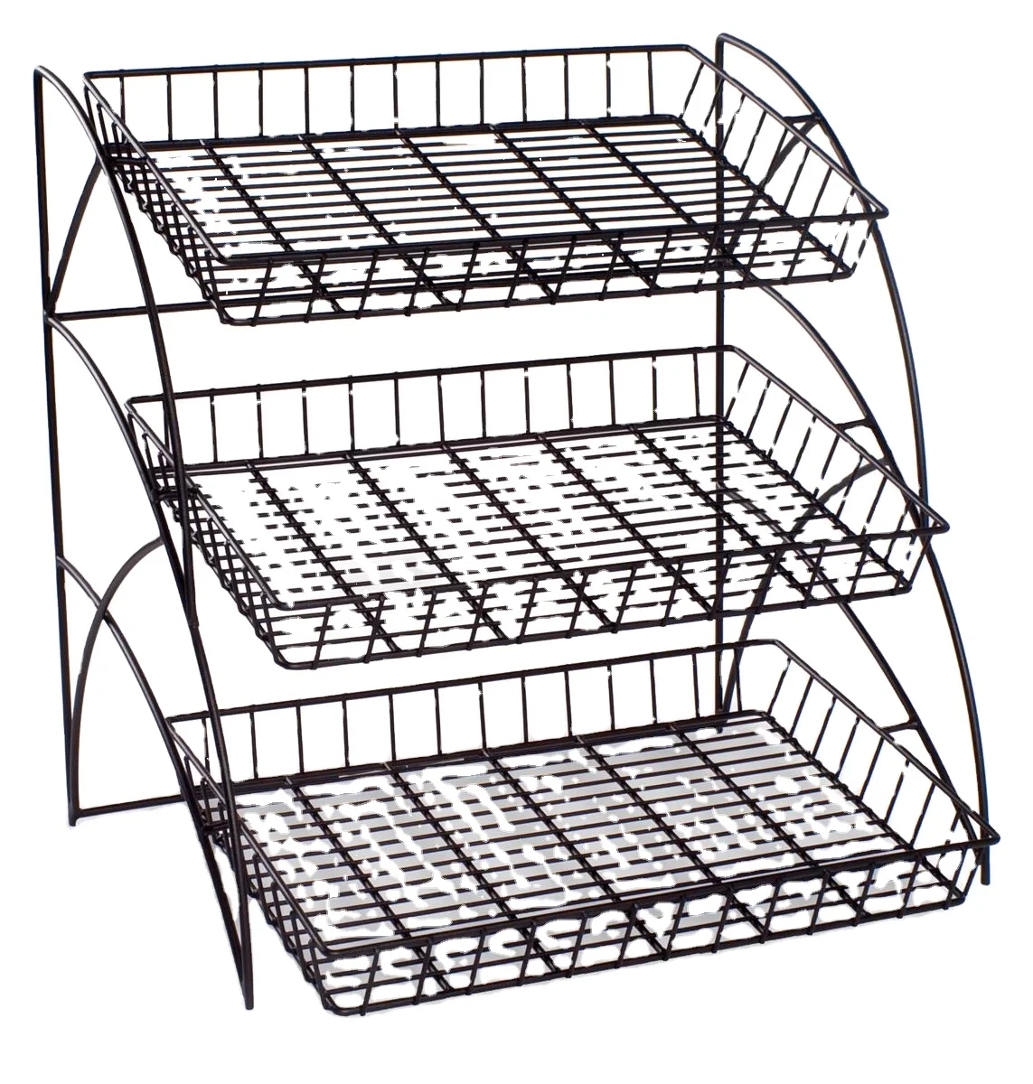 Wire Rack with 3 Tiers for Tabletop, Open Shelving with Rectangular Shape