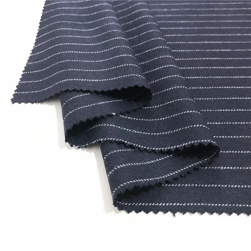 250gsm Plaid Woven Yarn-Dyed Malden Wool Fabric 30%Wool 20%Rayon 50%PolyesterSingel Sided Stripe Smooth Wool Fabric for Suit