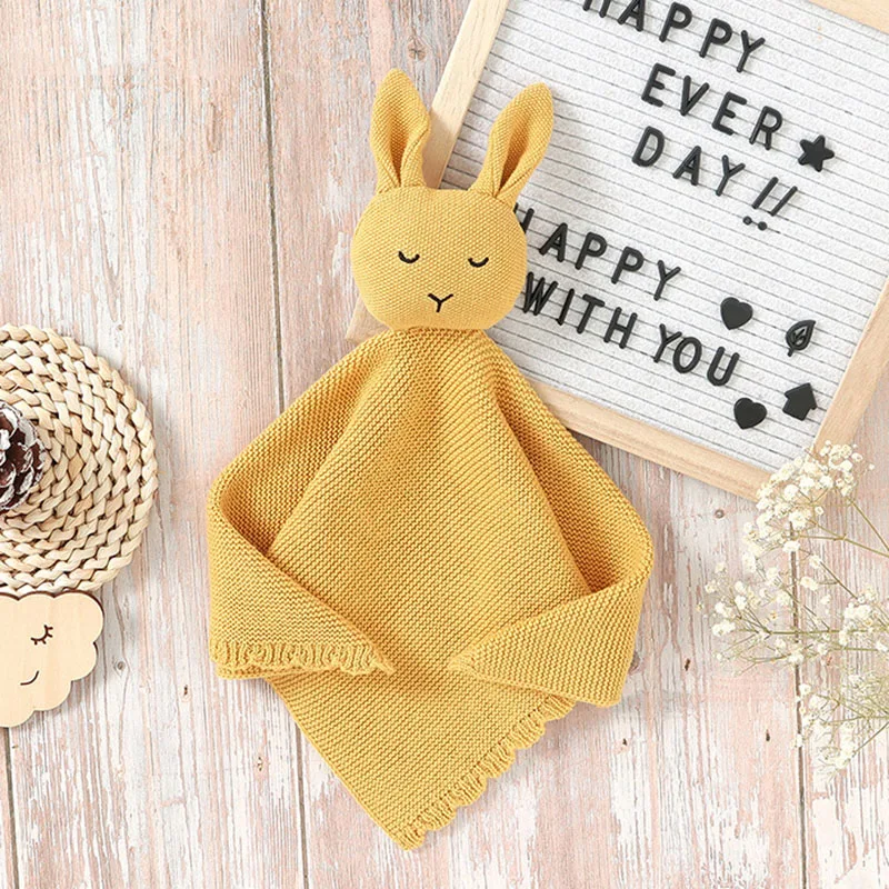 2023 Lovey Newborn Muslin Cotton Baby Knit Security Blanket Comforter Toy Baby Sleeping Soft Bunny Baby Comforter Toy Rabbit