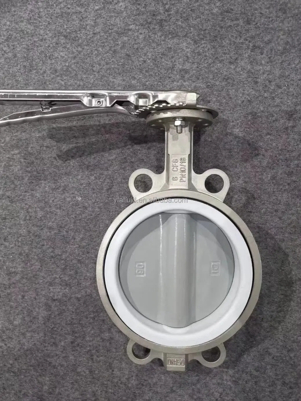 YFA ANSI High Temperature PN16 DN60/100/500 worm gear Wafer Type PTFE Centre Sealing Butterfly Valve for oil gas