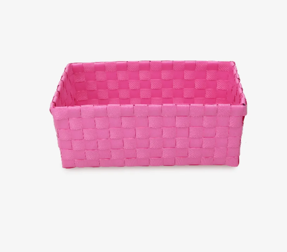 cute rectangular PP rattan plastic home woven storage basket