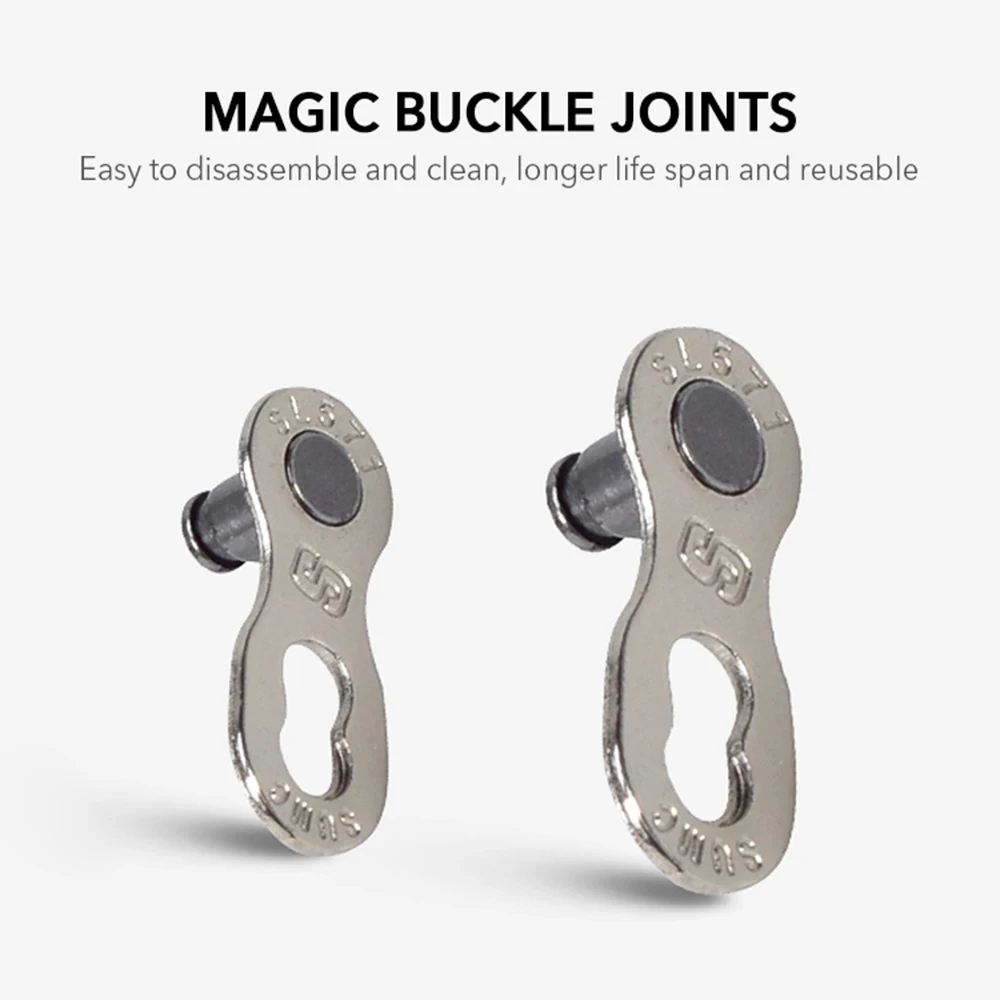 SUMC Bicycle Chain 8/9/10/11/12 Speed Silver Half Hollow Mountain Road Bike Chain Ultralight Bicycle Chain Components 116Links