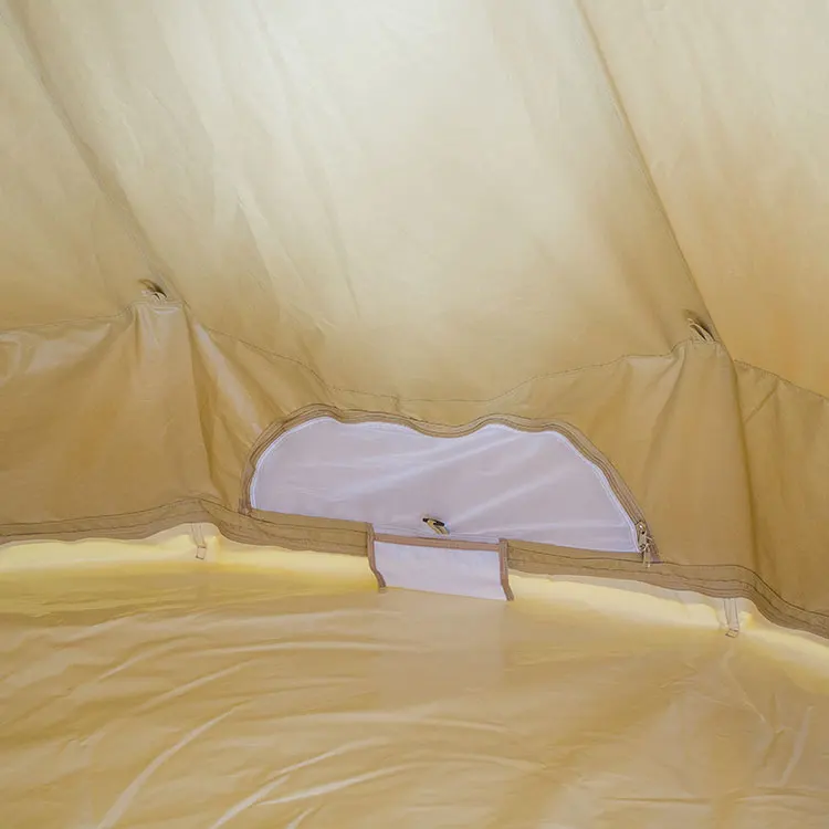 All season large glamping hotel beige cotton canvas event resort bell tent with stove
