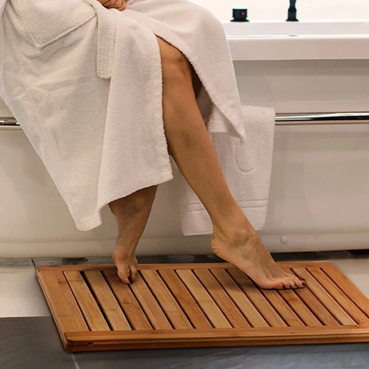 
Shower Bamboo High Quality Anti Slip Bath Mat Rug Bathroom 