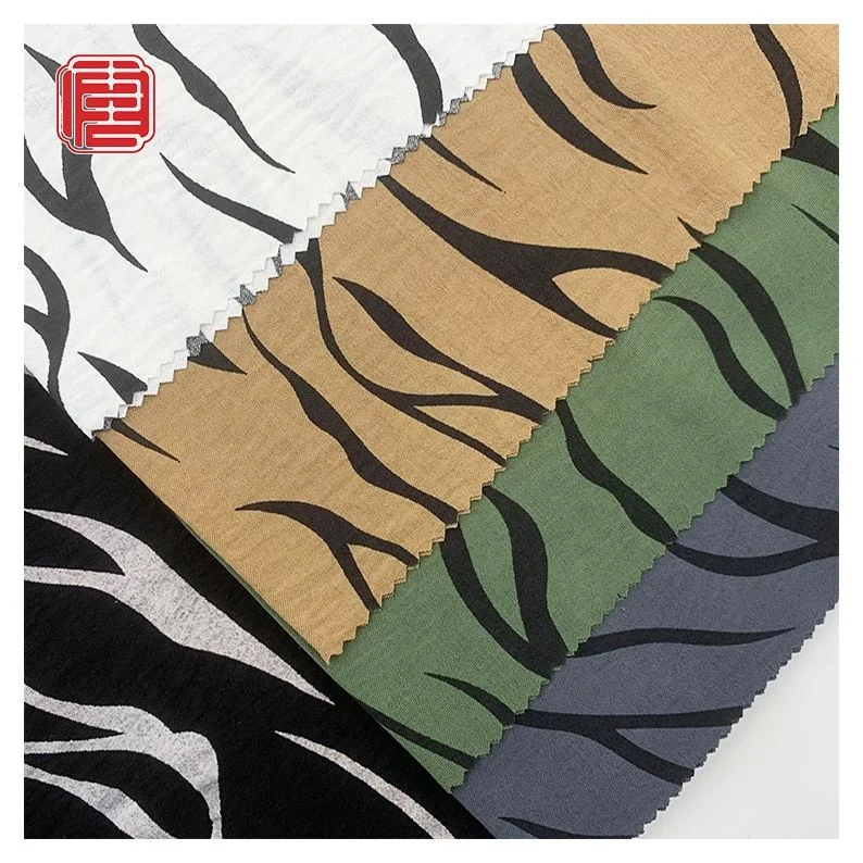 High-end Custom Color Flame Stripe Moire Pattern 100% Polyester Woven Fabric
