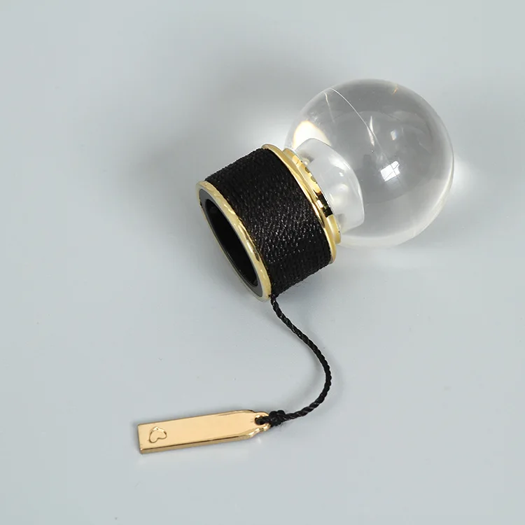 Round Clear Gold Perfume Cap Acrylic ABS Cap With Metal Tag 15mm Spherical Transparent Cover