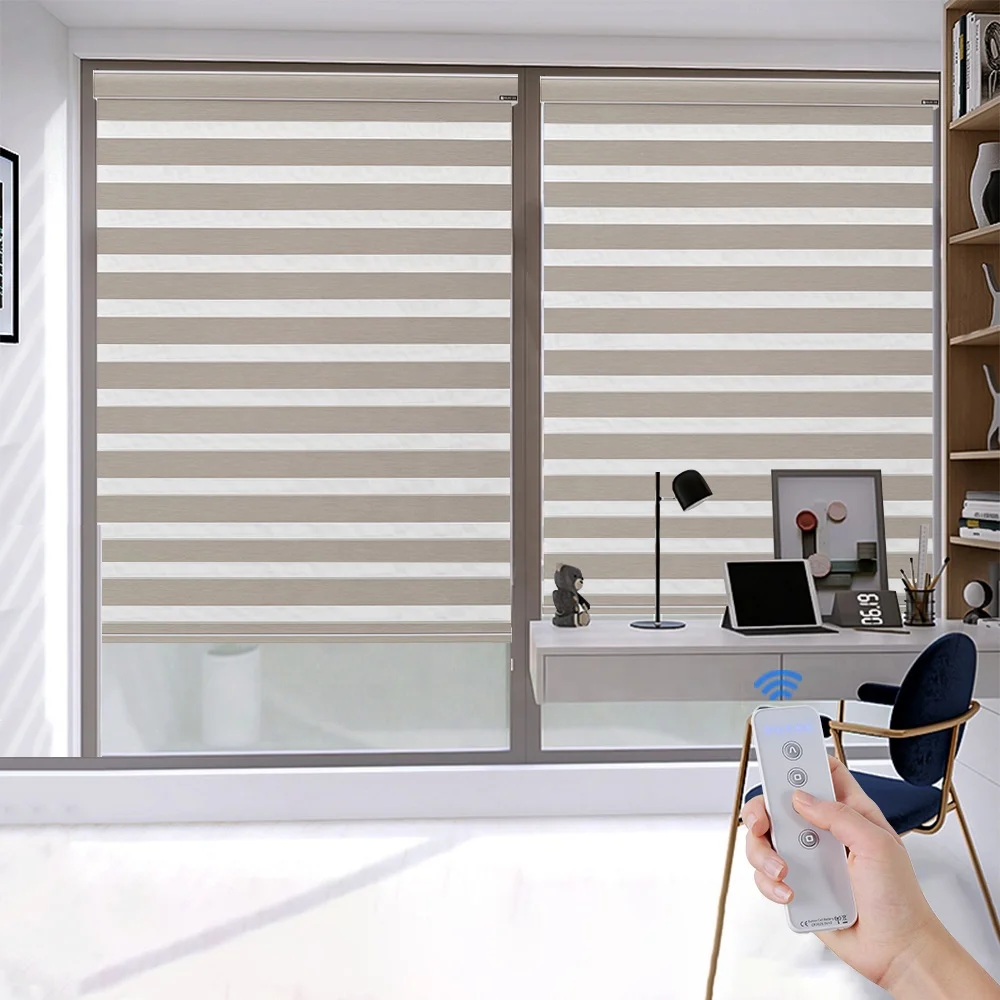 Custom Blackout Dual Window Blinds Sliding Glass Doors Zebra Blinds