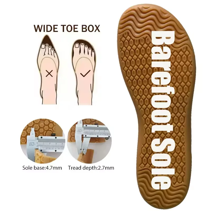 Barefoot Shoe Sole Zero Drop Rubber Sole Wide Toe Men Walking Barefoot Shoes Sole