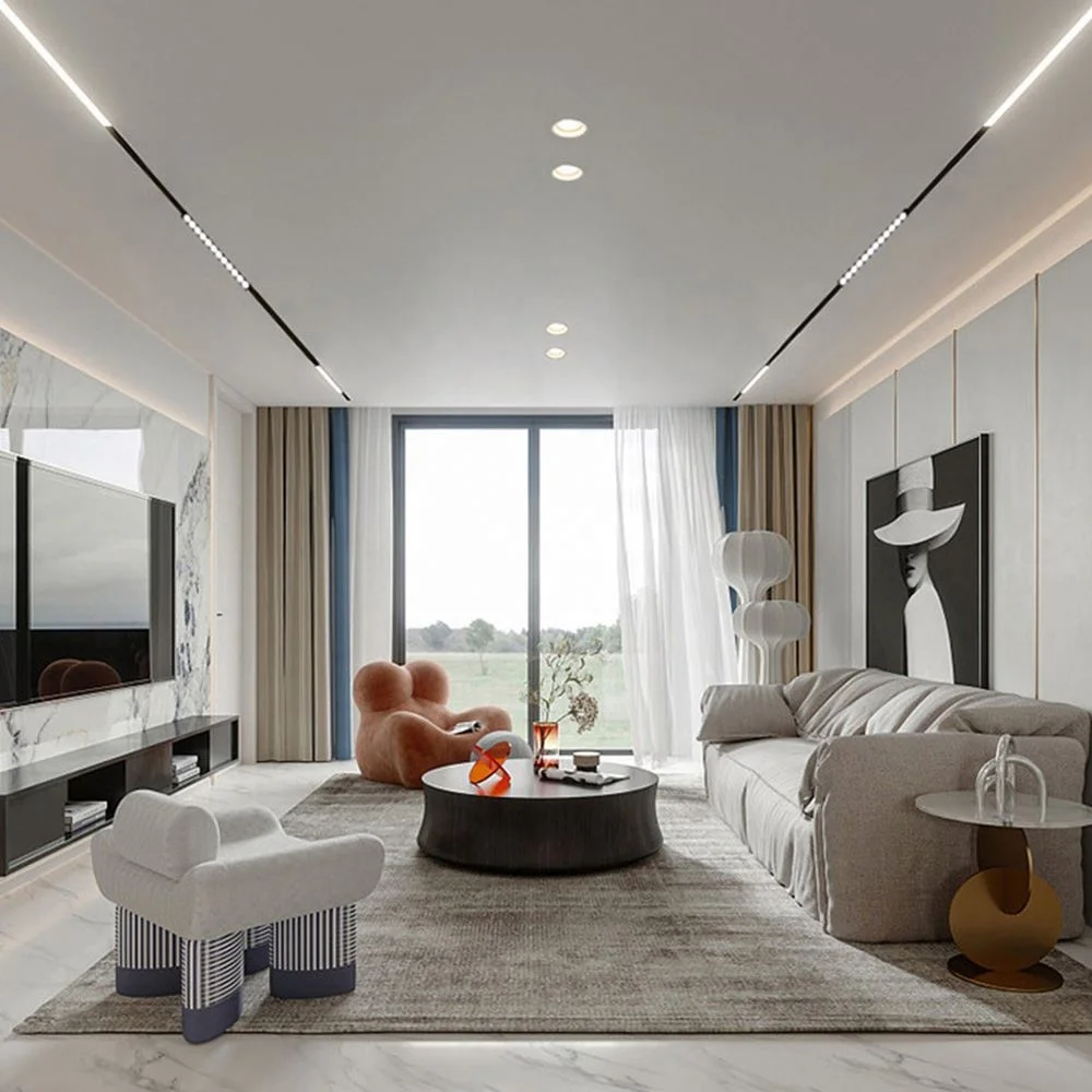 Linear Magnetic Led Track Surface Mounted Black White Commercial Linear Led Flood Track Light