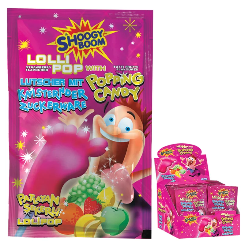 Flavored Foot shape lollipop with flavored popping candy12g