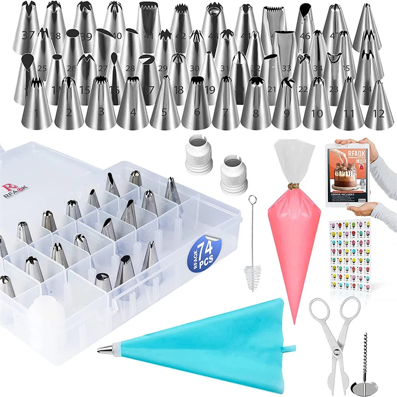 OEM ODM 74 Piece Cake Nozzle Set Wholesale Nozzle Set Cake Decorating Cake Nozzles Set Decorating Tools
