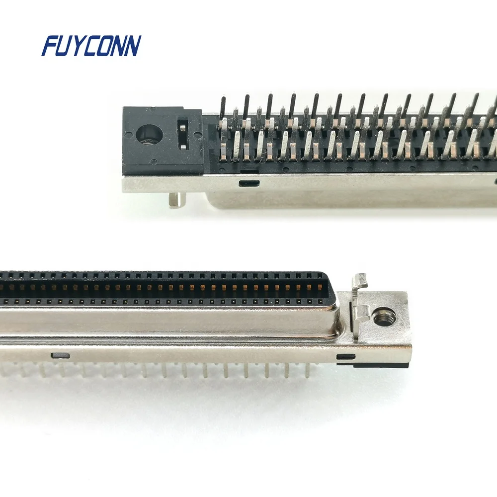 
1.27mm Straight PCB Female SCSI Connector, 14pin 20pin 26pin 36pin 50pin 68Pin 100pin SCSI Connector Socket with Fixness Hanger 