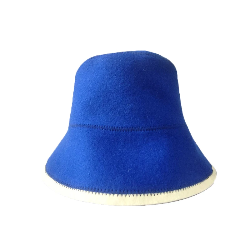 Colorful Russian 100% Wool Felt Red Blue Purple Custom Logo Thickened Heatproof Sweat Bucket Sauna Hat Cap for Steam Room