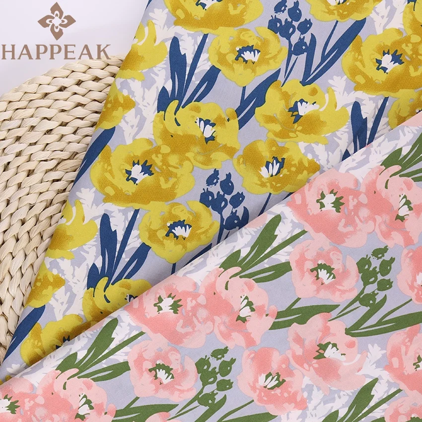 HAPPEAK No MOQ Custom Printing Cotton Grandiflora Floral Liberty London Print Tana Lawn Fabric for