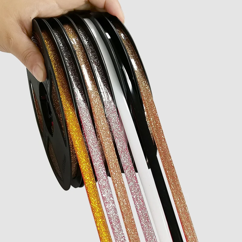 Self-Adhesive Sewing Paste Tile Gap Sealing Tape Strip Waterproof Seam Stickers Metal Brushed Pattern Wall Seam Tape for Home