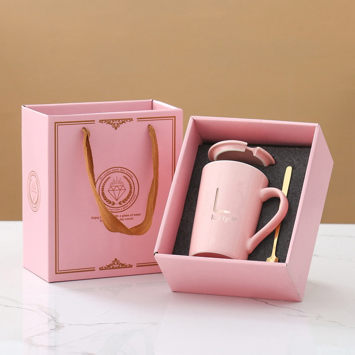 Light luxury mug set packaging gift box and bag ceramic coffee cups packing gift box