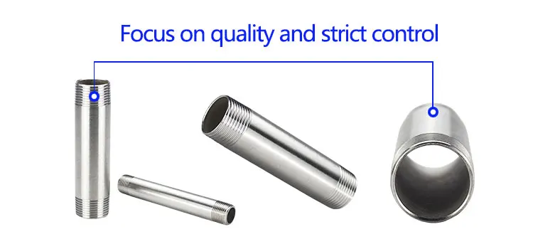 Factory Wholesale Stainless Steel Pipe Fittings SS304 SS316 Double Head External Thread Nipple For Pipeline Connection