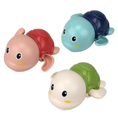 Top Selling New Born Baby Bathroom Toys Clockwork Class Sprinkler Water Play Wind Up Floating Swimming Turtle Bath Toy