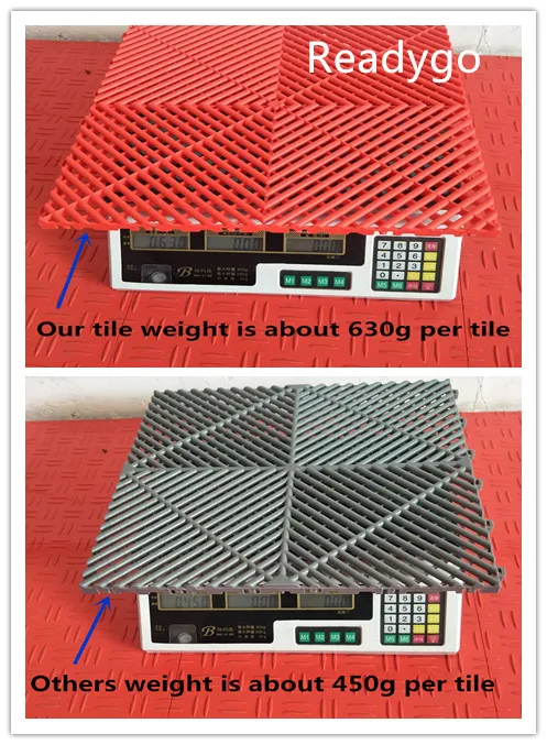 Readygo plastic floor tiles colorful new materials eco friendly race deck pink garage flooring tiles