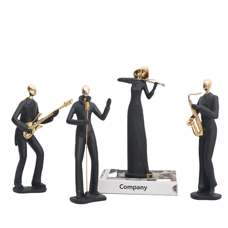 Small Musical Instruments Band Figurines home hotel TV cabinet Decor Resin Art Sculpture Modern Musician Statue Sculptures