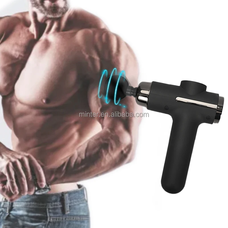USB Charging Deep Tissue Massager Gun Portable Percussion Muscle Massage Gun for Neck Back Arm Leg Black