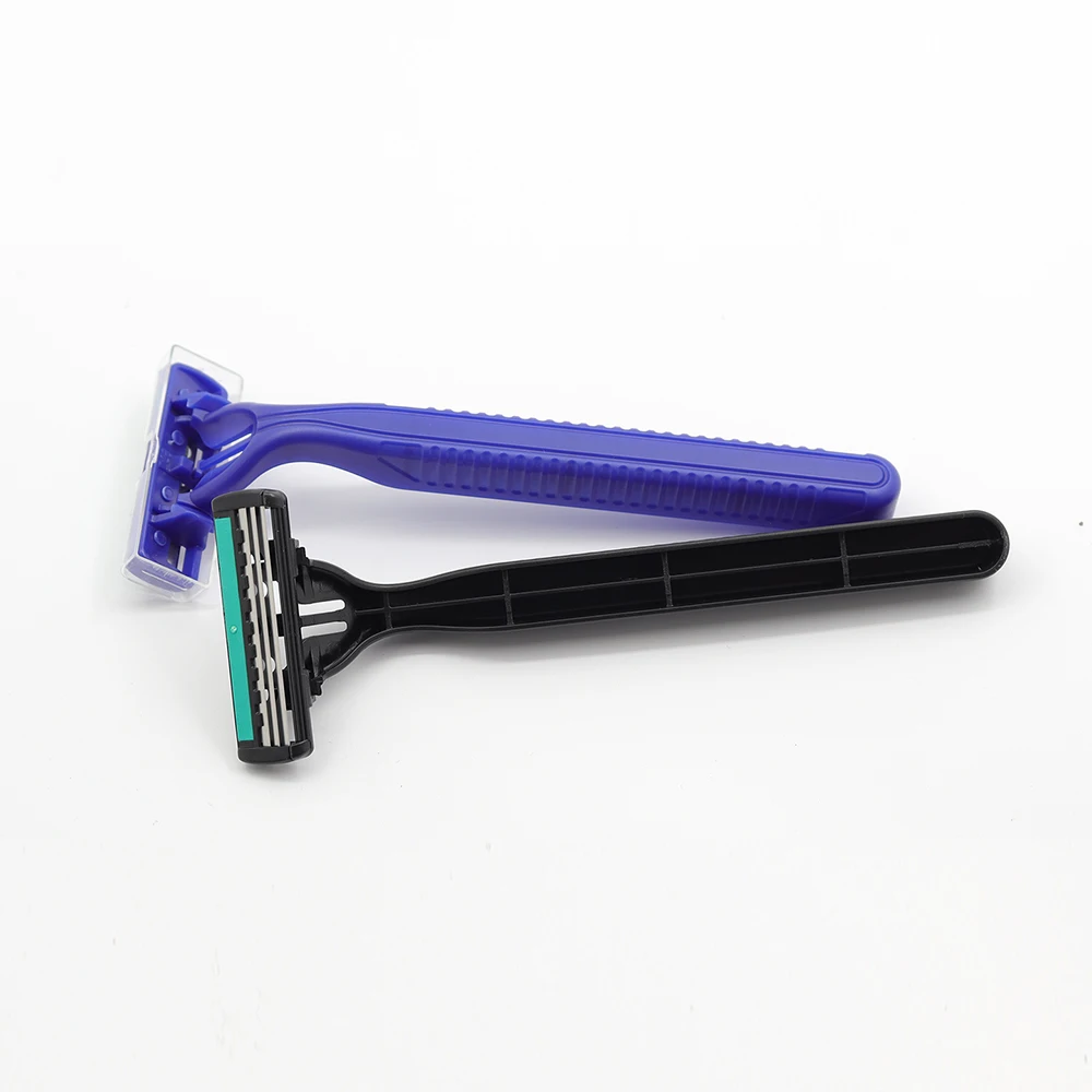 3 blades hotel disposable razor  fashion shaving razor blade Article with lubrication plastic razor