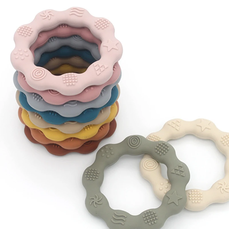 Wholesale Solid Sun Bunny Star Shape Silicone Donut Baby Toys Baby Teether Ring