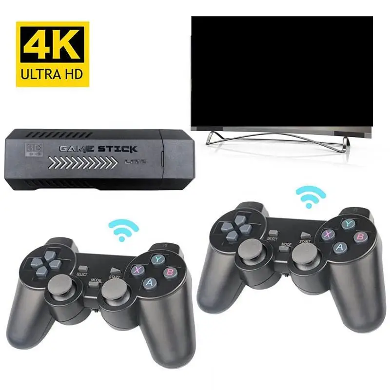 GD10 Game Stick X2 Plus Retro 4K Video Game Console For N64 2.4G Wireless Controllers HD 30000 Classic Games For PSP/N64/PS1