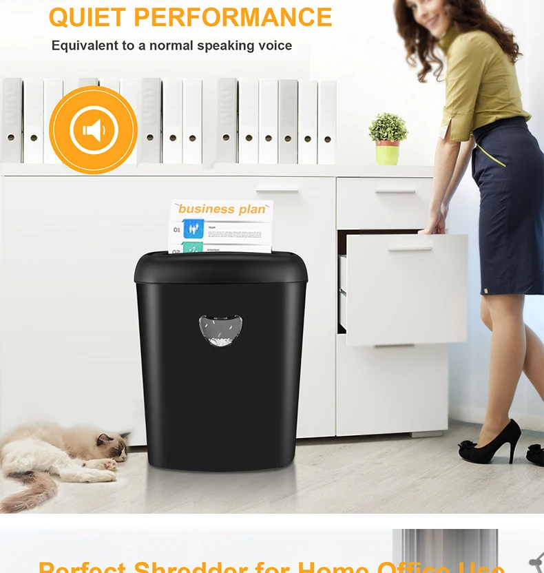 Office Paper Shredder Machine CD210P-8 Home Electric Household 8 Sheets A4 with Large Bin 25L