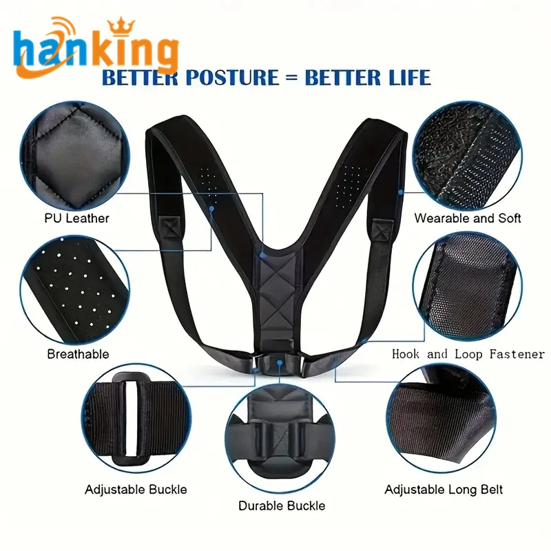 Unisex Size Up Posture Correction Belt Adjustable Clavicle Posture Corrector Men Women Upper Back Shoulder Lumbar Support Belt