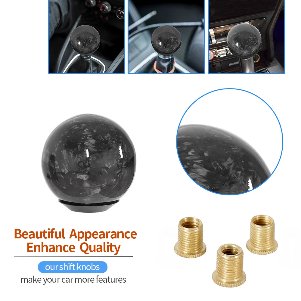 Racing Real Forged Shift Knob Carbon Fiber Gear Shift knob Manual Transmission Shifter Lever Round Ball Shape Handle Knob