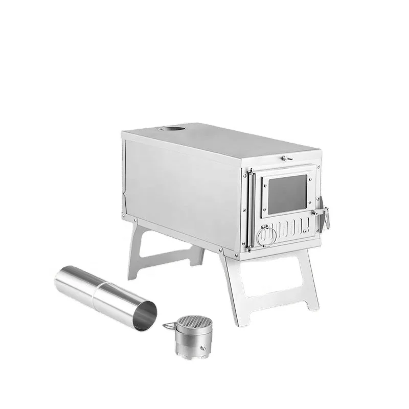 Ultralight Portable Tent Stove With Chimney Pipes Hiking Cooking  Camping Wood Burning Stove