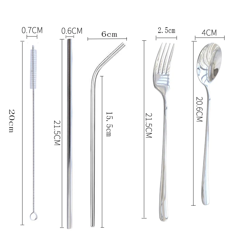Reusable environmentally friendly stainless steel cutlery set