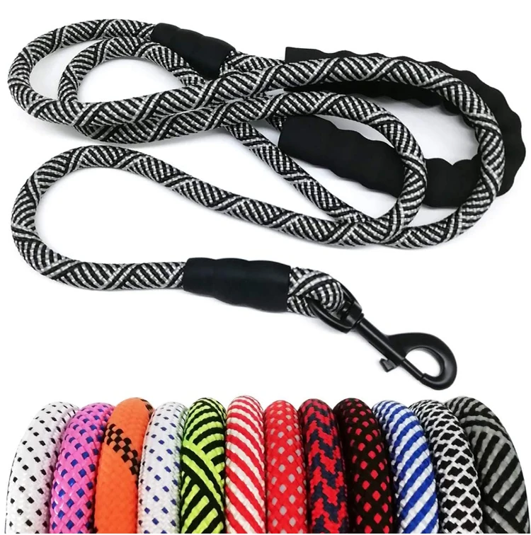 Factory Wholesale High Quality Eco-friendly Nylon Pet Dog Round Colorful Rope Dog Leash Lead