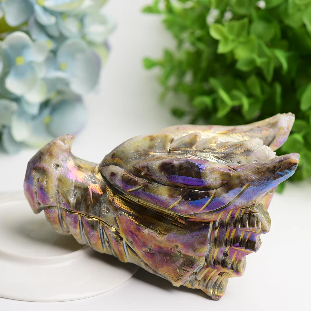 Оптовая продажа, цинка 5,2 ”Aura Druzy, хрусталь дракона, резьба оптом