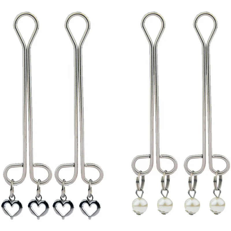 Sex Toys Erotic Heart Pearl Pendant Breast Stimulation Labia Clit Clamps Bondage Nipple Clamps for Women