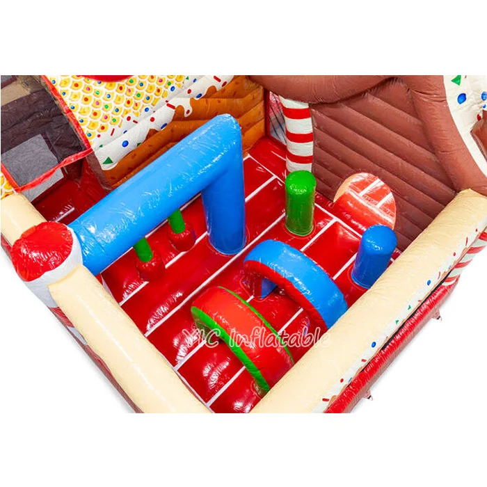 New Design Commercial Inflatable Candy Combo Bouncy House Multi-Play Gingerbread Cake Bouncy Castle with Slide for Sale